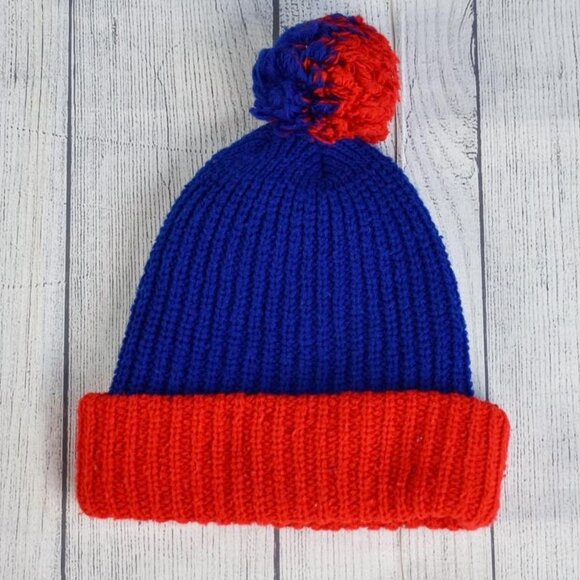 Vintage 60s 70s NY Giants Wigwam Cable Knit Beanie Stocking Cap - Picture 2 of 5